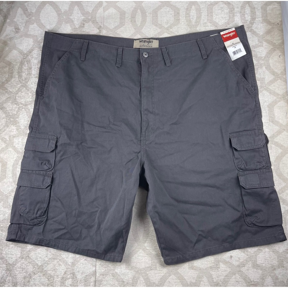 Wrangler Authentics Men 48 Gray New Relaxed Fit Cotton Cargo Shorts ZM6BSAH